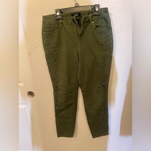 Earl Brand Jeans Olive with Embroidery Skinny